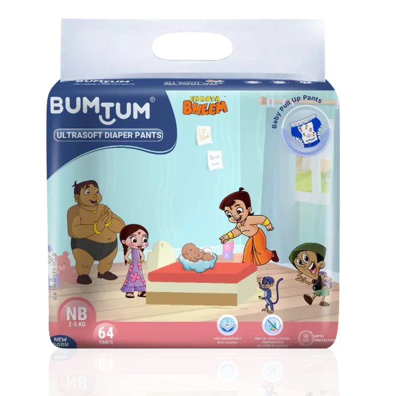BUMTUM PREMIUM CHHOTA BHEEM PANTS NEW BORN 64 COUNT BUMTUM PREMIUM CHHOTA BHEEM PANTS NEW BORN 64 COUNT